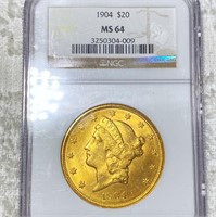1904 $20 Gold Double Eagle NGC - MS64
