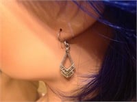 Sterling Silver Diamond Shape Marcasite Earrings