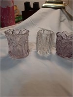 12 vintage glasstooth pick holders, purple glass,