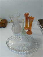 Vaseline Glass carnival Glass, Fenton Bud Vase