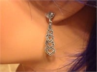 Sterling Silver Marcasite 4 Heart Earrings