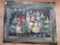 Hand Painted Snowman 6 Canvas by Kay Reeves