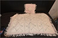 Frilly Pink & White Pillow & Blanket