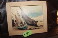 SMALL FRAMED PICTURE OF SAILBOATS