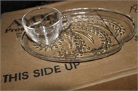 LARGE LOT OF GLASS SNACK TRAY & CUPS