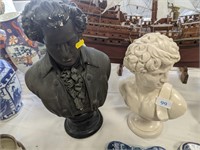 Pair plaster busts A/F