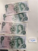 4 Very clean IOM £1 notes