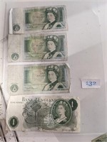 4 Bank of England £1 notes