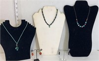 3 necklaces and 2 earrings lot