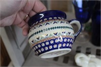 POLISH POTTERY HAND PAINTED CREAM PITCHER