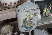 WELCOME PLAQUE - BUTTERFLIES AND FLOWERS