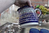 POLISH POTTERY HAND PAINTED PITCHER