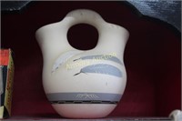 SIGNED GREY FEATHER NATIVE WEDDING VESSEL