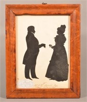 August Edouart Framed Silhouette of Man and Lady.