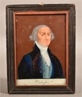Reverse Painting On Glass Portrait of G. Washingto