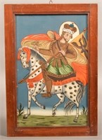 Reverse Painting on Glass Persian Royalty on Horse