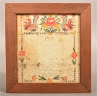 Pin Prick and Watercolor Fraktur Dated 1832.