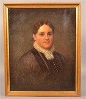 19th Century Oil on Canvas Portrait of a Woman.