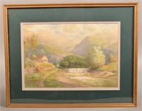 J.A. Beck 1912 Watercolor on Paper Landscape Paint