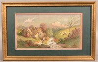 J.A. Beck 1898 Watercolor on Paper Landscape Paint