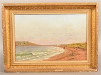 C.M. Ward 1878 Oil on Canvas Waterscape Painting.