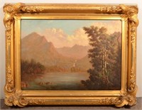 H. Campion 1872 Oil on Canvas Landscape Painting.