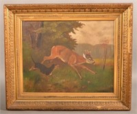 19th Century Oil on Canvas Hunt Scene.