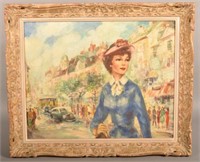 Cherie Mid 20th Century Oil on Canvas of Paris Gir