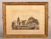 19th Century Framed Pencil Drawing.
