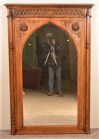 Antique Carved Oak Frame Pier Mirror.