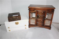 2 JEWELRY BOXES AND TRINKET BOX