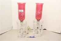 2 ELECTRIC, RED CHIMNEY LAMPS