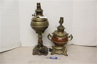 2 ELECTRIC CONVERTED METAL OIL LAMPS
