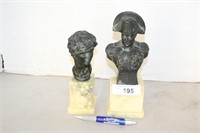 2 SMALL TIN BUSTS
