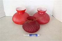 3 RED/ BURGUNDY STUDENT LAMP SHADES