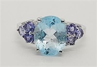 4.06 Ct Blue Topaz and Tanzanite Sterling Silver