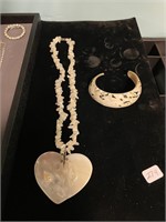 2 Mother of Pearl Shell Jewelry Pieces