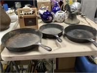 3 cast iron skillets 12.10, 9 inch