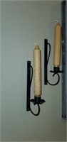 Pair wall sconces, taper candles