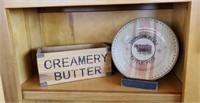 Creamery butter box, cattle feed plate