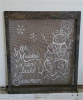 Hand-painted snowman screen