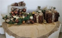 Amber, brown, gold Christmas decorations