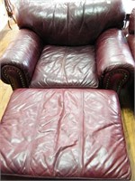 Leather Chair & Large Leather Ottoman