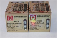 (2) Boxes Hornady Triple Defense Slug. .410