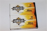 (2) Boxes ARMSCOR 308WIN. FMJ. 40 Rounds