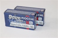 (2) Boxes FIOCCHI 9mm Luger 115gr. FMJ