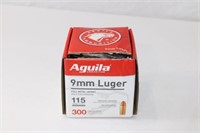 300 rounds Aguila 9mm Luger. 115gr FMJ