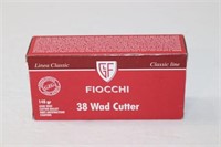 (1) Box FIOCCHI 38 Wad Cutter. 148gr. 50 Rounds