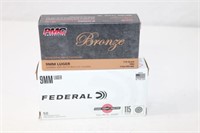 (2) Boxes 9mm Luger. PMC & Federal. 115gr.