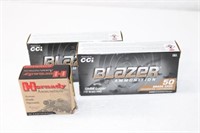 (3) Boxes 9mm Luger. CCI & Hornady. 125 rounds